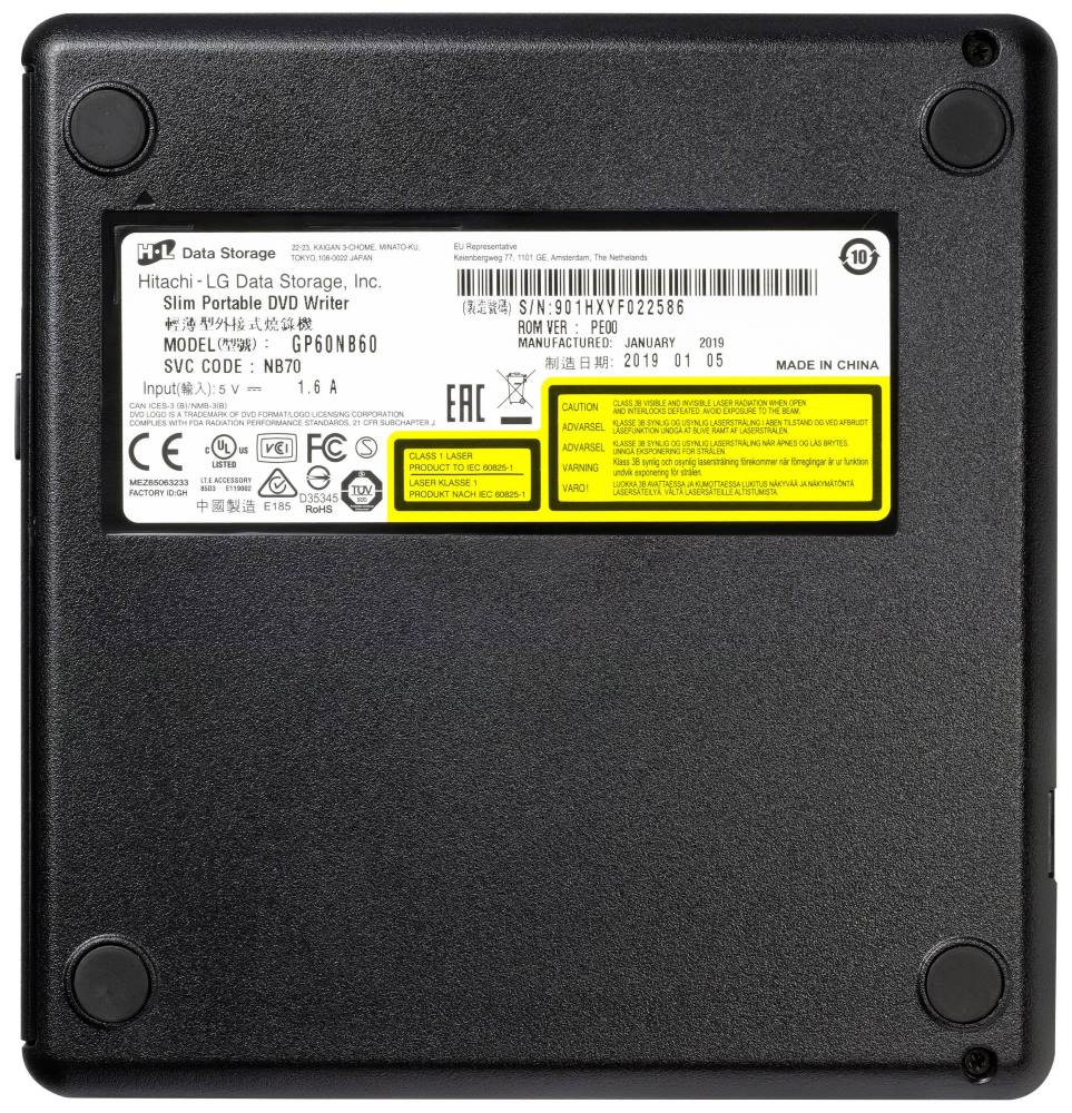 Hitachi-LG GP60NB60 / DVD-RW / externí / M-Disc / USB / černá